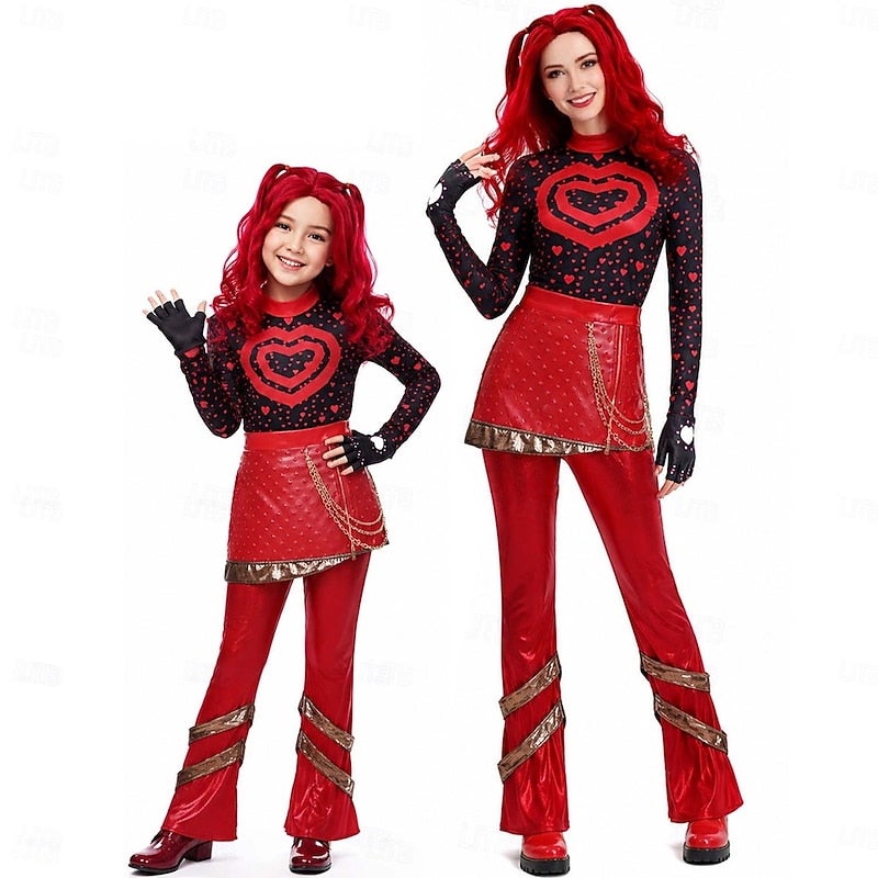 Y&D Fantasy Villain Heir Descendants Wicked Wonderland Red Heart Princess Outfits Costume Cosplay for Unisex Kid's Adults' Halloween Carnival Party Performance Stage - Image 3