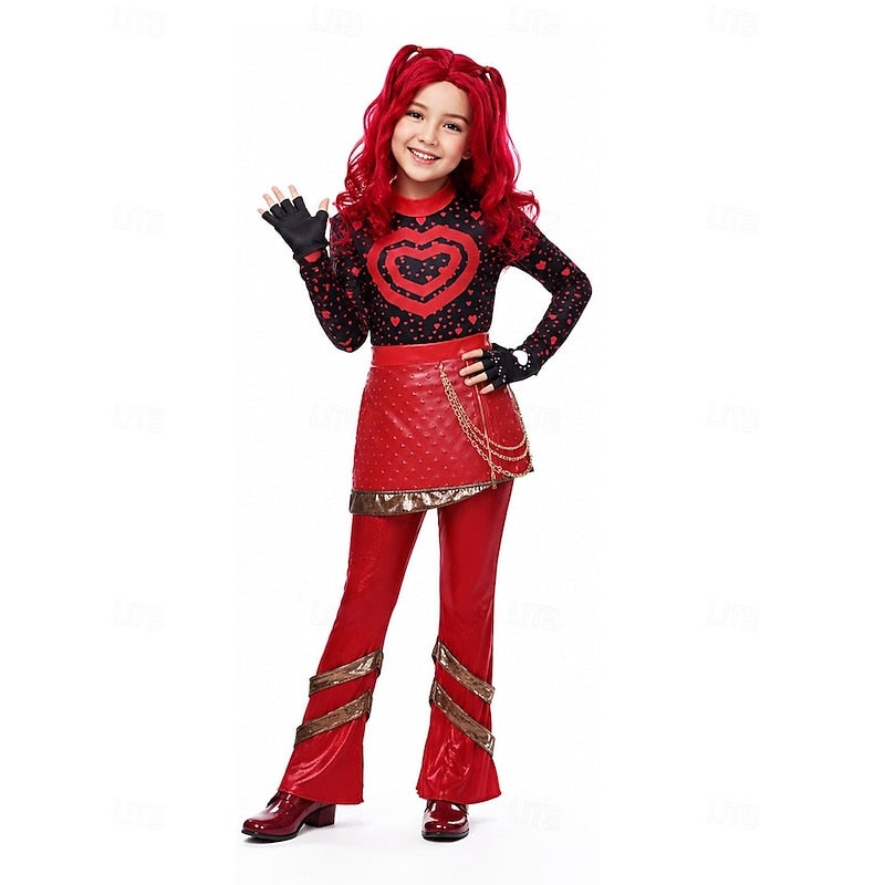 Y&D Fantasy Villain Heir Descendants Wicked Wonderland Red Heart Princess Outfits Costume Cosplay for Unisex Kid's Adults' Halloween Carnival Party Performance Stage - Image 5