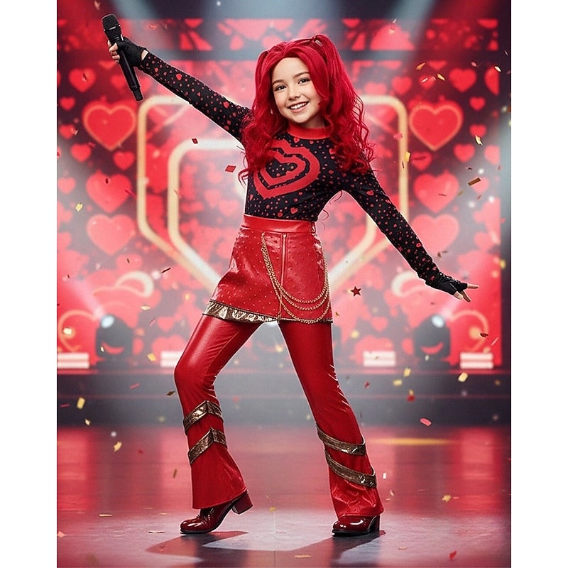 Y&D Fantasy Villain Heir Descendants Wicked Wonderland Red Heart Princess Outfits Costume Cosplay for Unisex Kid's Adults' Halloween Carnival Party Performance Stage - Image 2