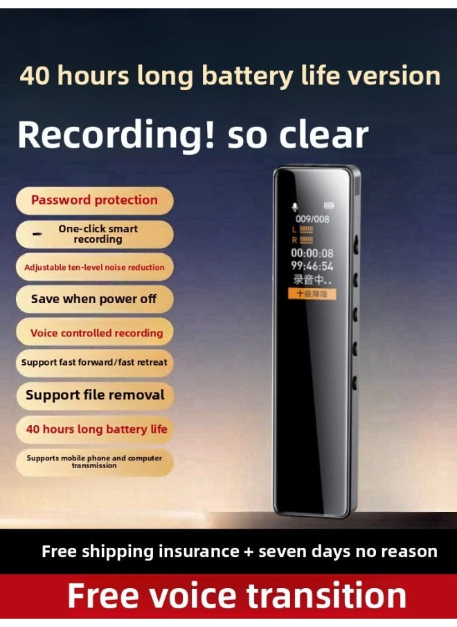 Generic - Recording Pen Professional High Definition Noise Reduction Portable Student Class Equipment Lawyer Special Artifact Recording And Playing All-in-One Machine-Body Color:[40-hour Long Battery Life Noise Reduction Version]-Memory Capacity:4g [about 35-hour High-definition Lossless Recording] - Apple Package: [host + Apple Mobile Phone Downloader + Free Recording To Text + Three-year Warranty] - Image 1