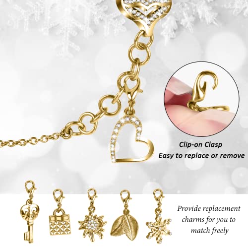 JOYOZY Band Compatible with Apple Watch 38mm 40mm 41mm 42mm 44mm 45mm 46mm, Bling Strap with Glitter Case Built-in Screen Protector, Interchangeable Charms Dressy Bracelet for Women (Gold 40mm) - Image 2