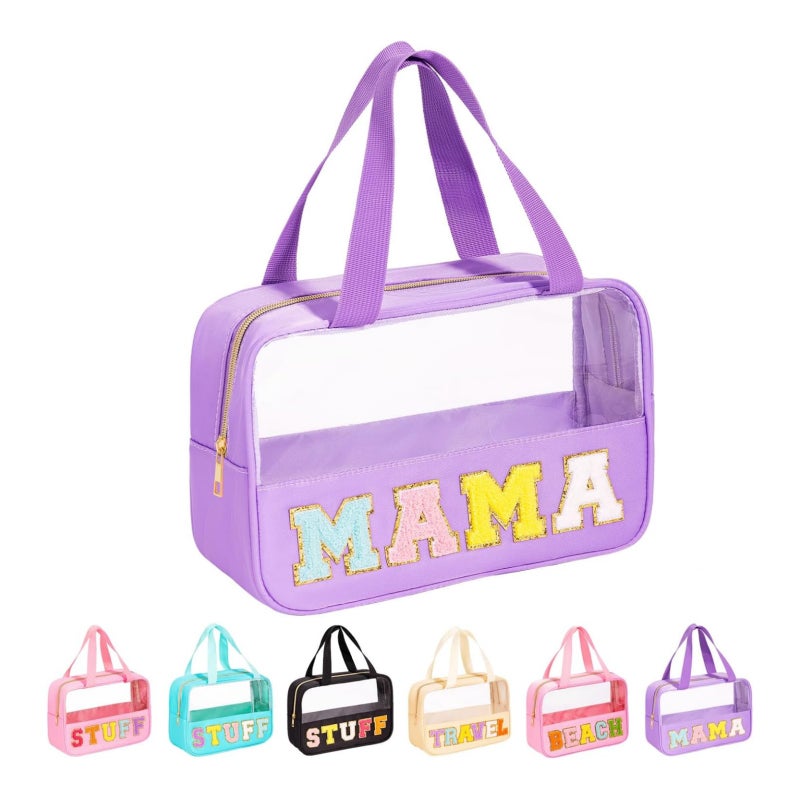 Waterproof Nylon Letter Embroidery Cosmetic Bag Handbag Wash Leisure Bag Large Capacity Storage Bag - Image 3