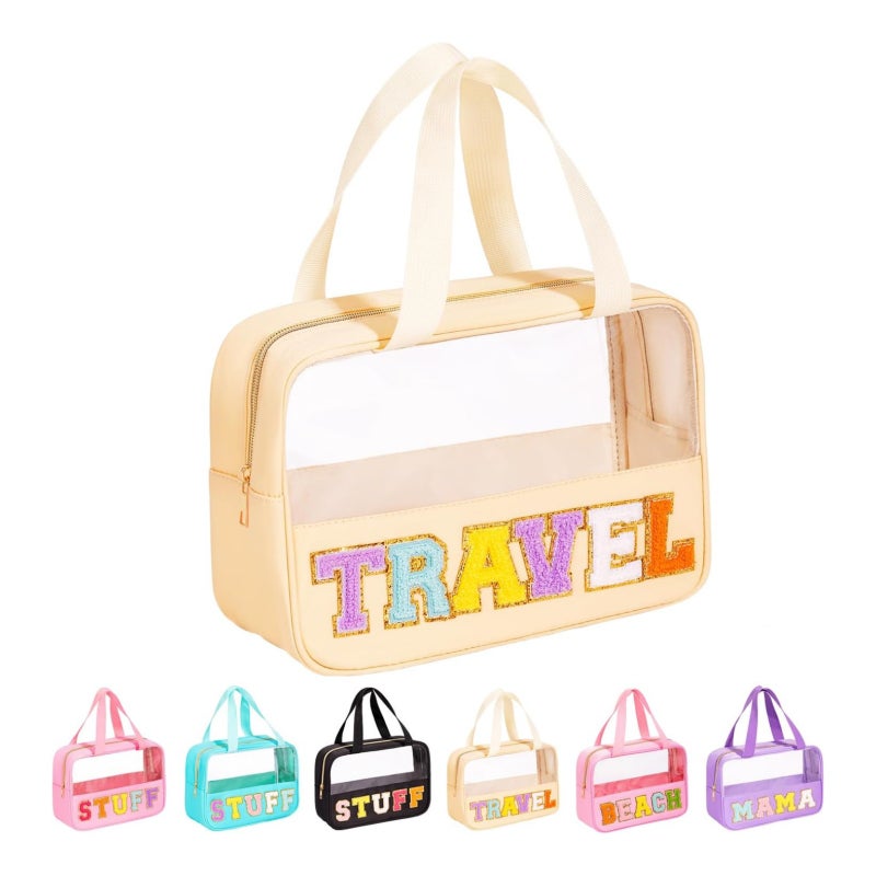 Waterproof Nylon Letter Embroidery Cosmetic Bag Handbag Wash Leisure Bag Large Capacity Storage Bag - Image 4