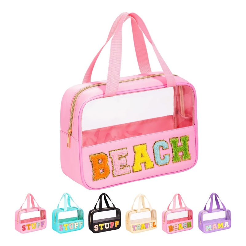Waterproof Nylon Letter Embroidery Cosmetic Bag Handbag Wash Leisure Bag Large Capacity Storage Bag - Image 5
