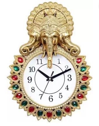 Kadio Analog 33 cm X 24 cm Wall Clock (Gold, with Glass, Standard) - Image 1