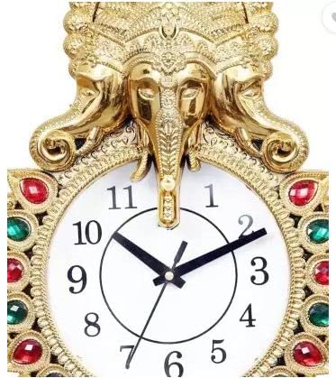 Kadio Analog 33 cm X 24 cm Wall Clock (Gold, with Glass, Standard) - Image 2