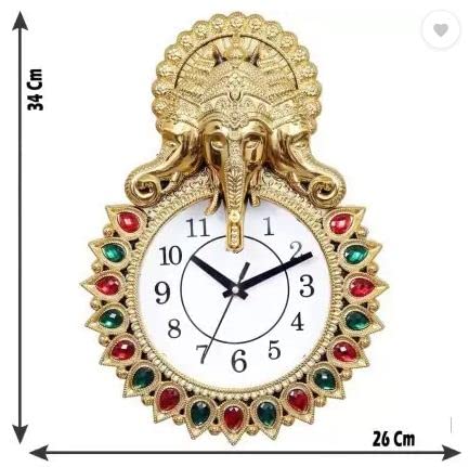 Kadio Analog 33 cm X 24 cm Wall Clock (Gold, with Glass, Standard) - Image 3