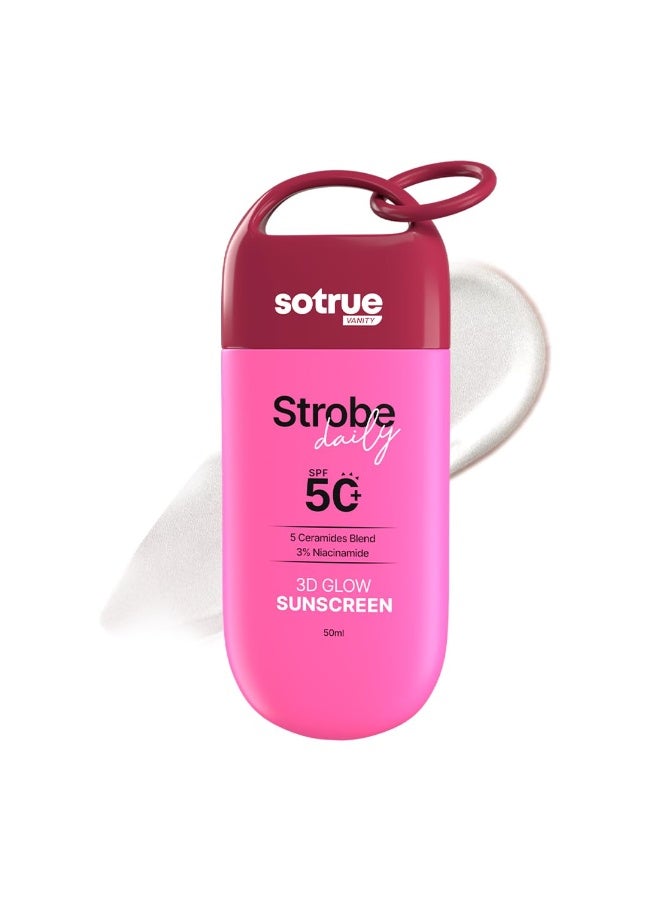 So True Sotrue Daily Strobe Cream SPF 50 for Radiant Glowing Skin 50ml| Illuminating Face Moisturizer + Highlighter + Sunscreen | Hydrating Dewy Base with 3D Glow | All Skin Types - Image 1