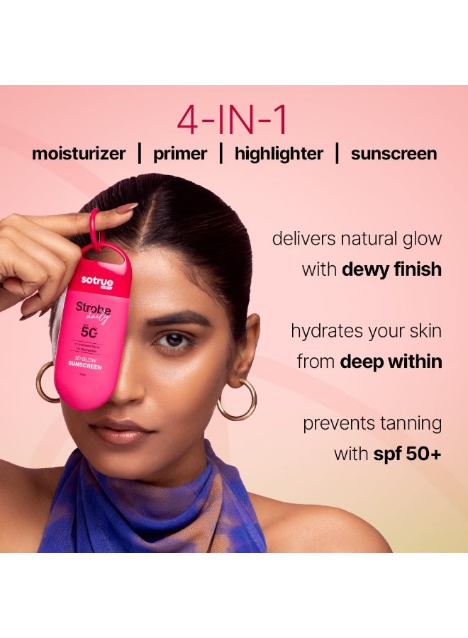 So True Sotrue Daily Strobe Cream SPF 50 for Radiant Glowing Skin 50ml| Illuminating Face Moisturizer + Highlighter + Sunscreen | Hydrating Dewy Base with 3D Glow | All Skin Types - Image 2