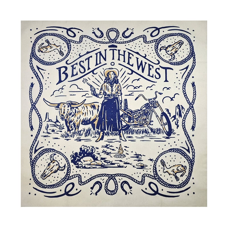 Western Cowboy Outfit Cotton Small Square Scarf Neck Tie American Retro Headscarf Ami Khaki Neckerchief Biker Pants Scarf For Men - Image 4