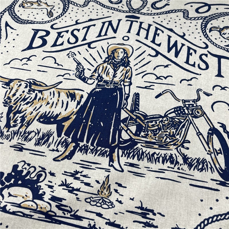 Western Cowboy Outfit Cotton Small Square Scarf Neck Tie American Retro Headscarf Ami Khaki Neckerchief Biker Pants Scarf For Men - Image 3