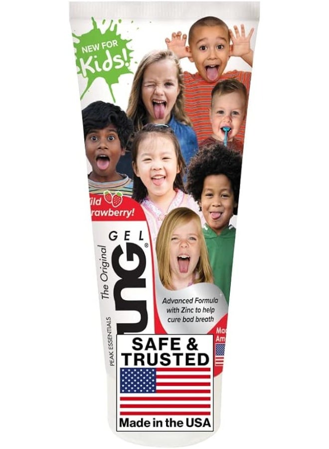 Peak Essentials The Original Kids TUNG Gel Wild Strawberry 85 g – Tongue Cleaning Gel for Children, Sugar-Free, Fluoride-Free, Fresh Breath Formula