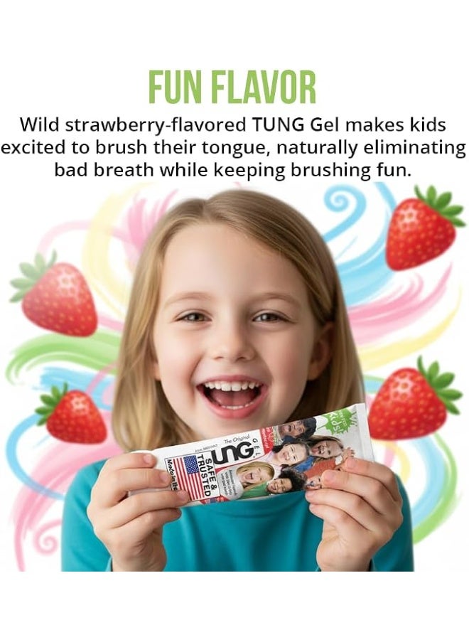 Tung Peak Essentials The Original Kids TUNG Gel Wild Strawberry 85 g – Tongue Cleaning Gel for Children, Sugar-Free, Fluoride-Free, Fresh Breath Formula - Image 2