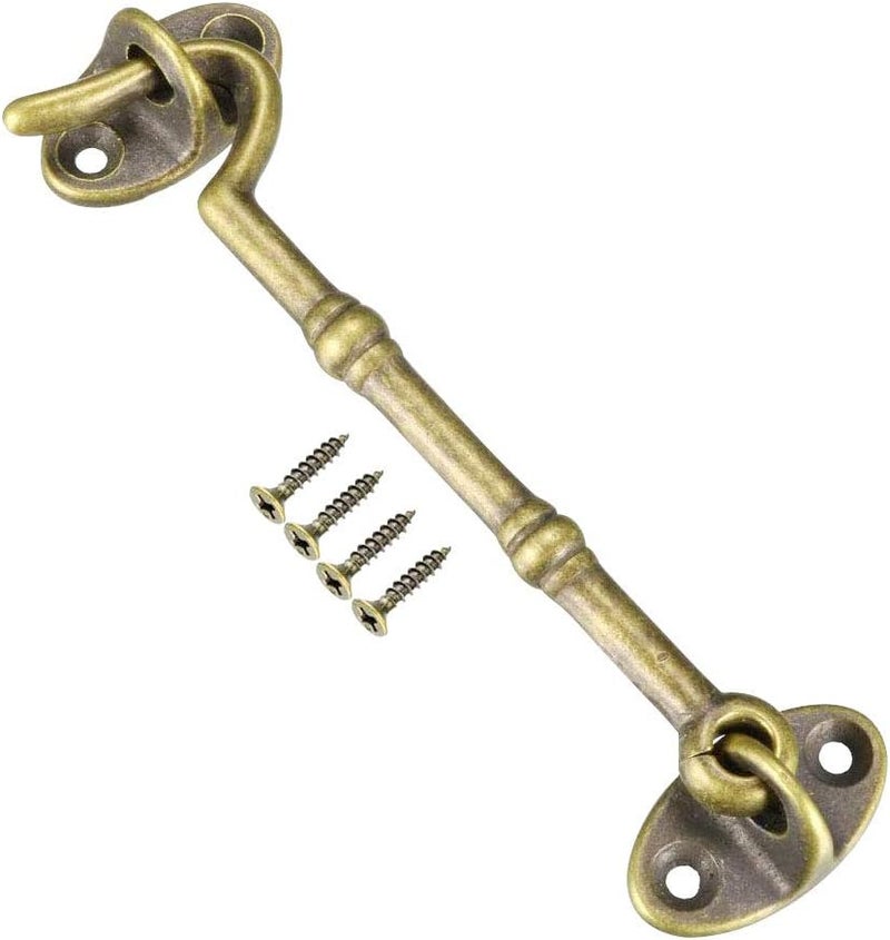 Aopin 1pcs Cabin Hook 4 Inch Solid Brass Hook and Eye Lock Suitable for Barn Door Locks and Latches Door Hook Pure Copper - Image 1