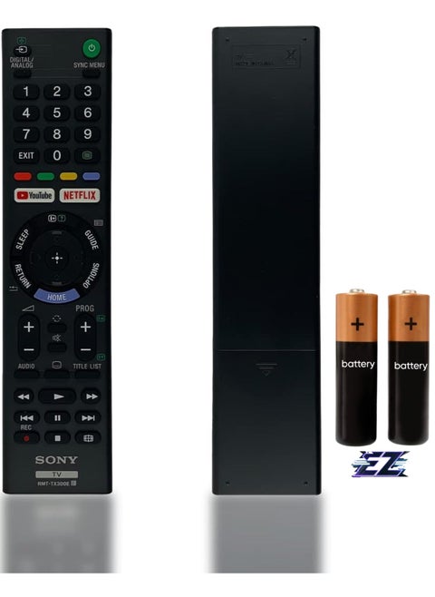 OEM Sony RMT-TX300E Remote Control Compatible with Bravia TV Models: KD43X7000E KD-43X7000E KD43X7000F - Includes Netflix and YouTube Hotkeys with battery