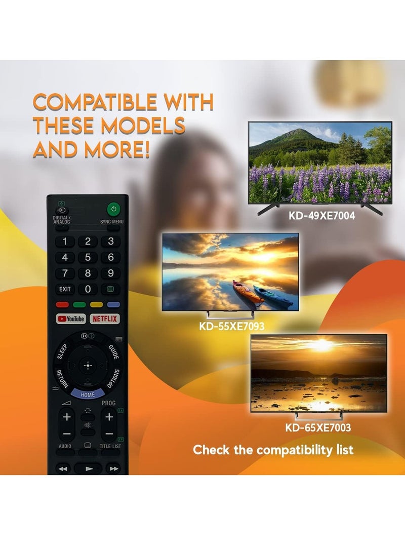 OEM Sony RMT-TX300E Remote Control Compatible with Bravia TV Models: KD43X7000E KD-43X7000E KD43X7000F - Includes Netflix and YouTube Hotkeys with battery