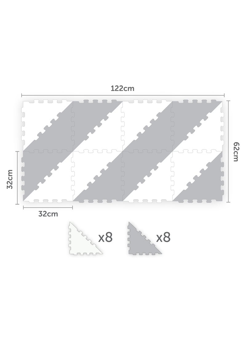 Sunta Sunta 2 Colours Triangle Puzzle Floor Mat - Grey - 16 pcs  - Image 2