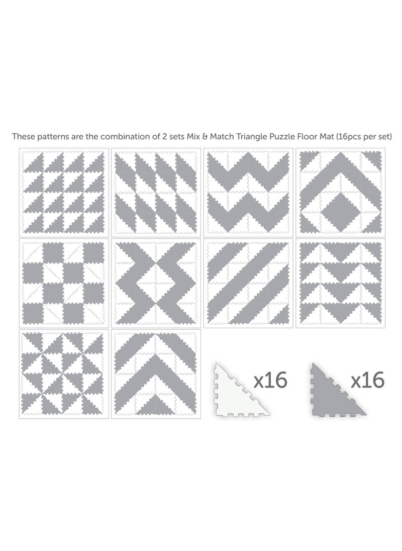 Sunta Sunta 2 Colours Triangle Puzzle Floor Mat - Grey - 16 pcs  - Image 4