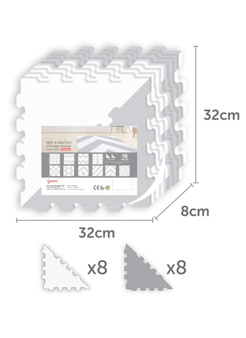Sunta Sunta 2 Colours Triangle Puzzle Floor Mat - Grey - 16 pcs  - Image 5