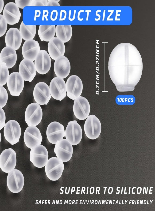 100 قطعة من أغطية الأقراط الخلفية الناعمة والآمنة والمريحة، أغطية أقراط مطاطية شفافة وآمنة، أغطية أقراط من مادة TPE الطبية لجميع أنواع الأقراط (6.5 مم، نفس مادة لهايات الأطفال) - Image 2