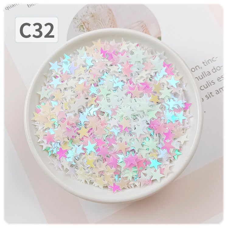 Generic YALEDUO 7MM Star Oil Paint Glitter, DIY No-Hole Flat Sequins C32 AB White