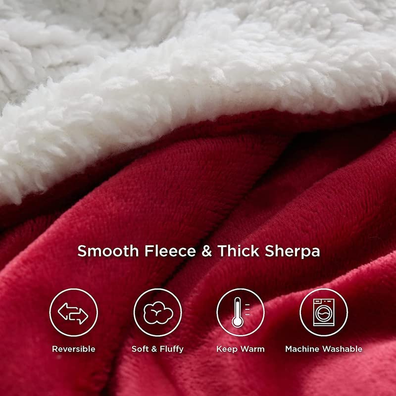 VAS COLLECTIONS Super Soft Reversible Sherpa Blanket for Double Bed (86×88 in / 218×224 cm) 2.8 kg, 570 GSM – Polyester Micromink and Sherpa Flannel, Heavy Winter Use, Solid Maroon - Image 3