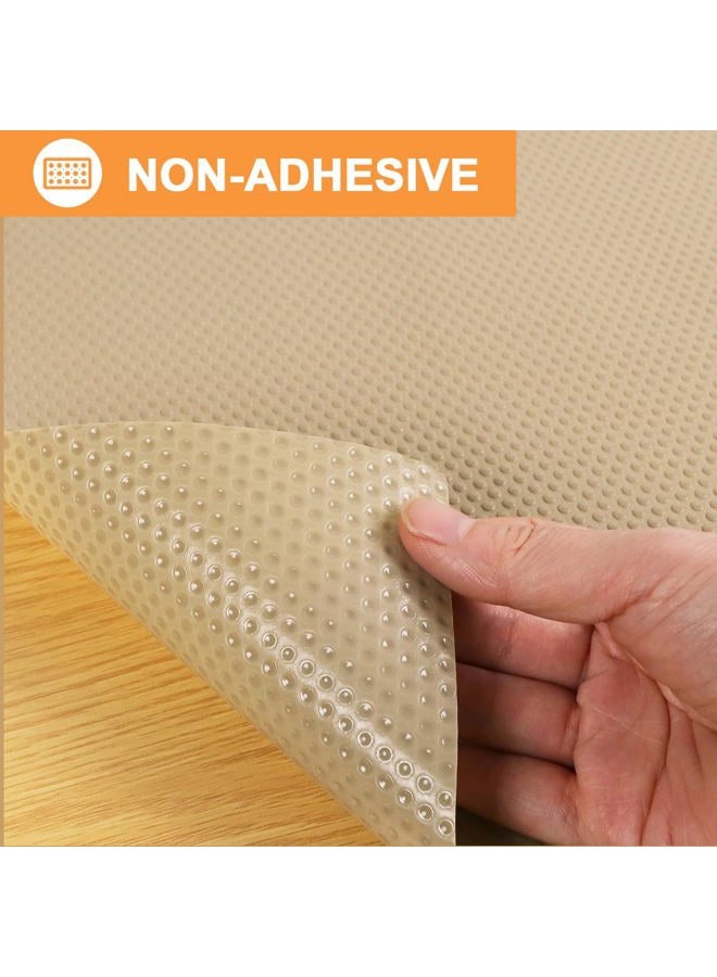 FLPMIX Shelf Liners for Kitchen Cabinets: 17.7" Wide Waterproof Non-Adhesive Drawer Liner - 17.7" x 98" Khaki Easy to Cut Cupboard Mat for Pantry Shelves - Image 4