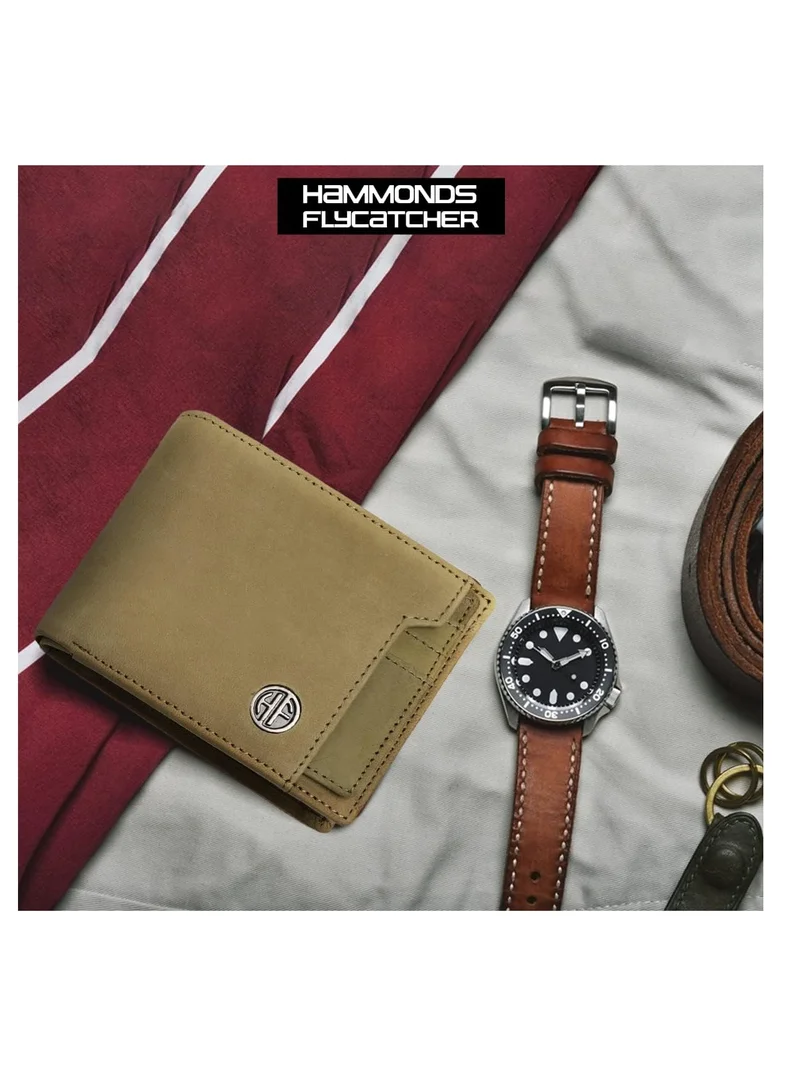 HAMMONDS FLYCATCHER Leather Wallet for Men - RFID Protected Leather Purse for Men, Money Purse for Men, Bi-Fold Wallet - 6 Card Slots, 1 Card Case, Coin Pocket, Hidden Pockets,4FK7