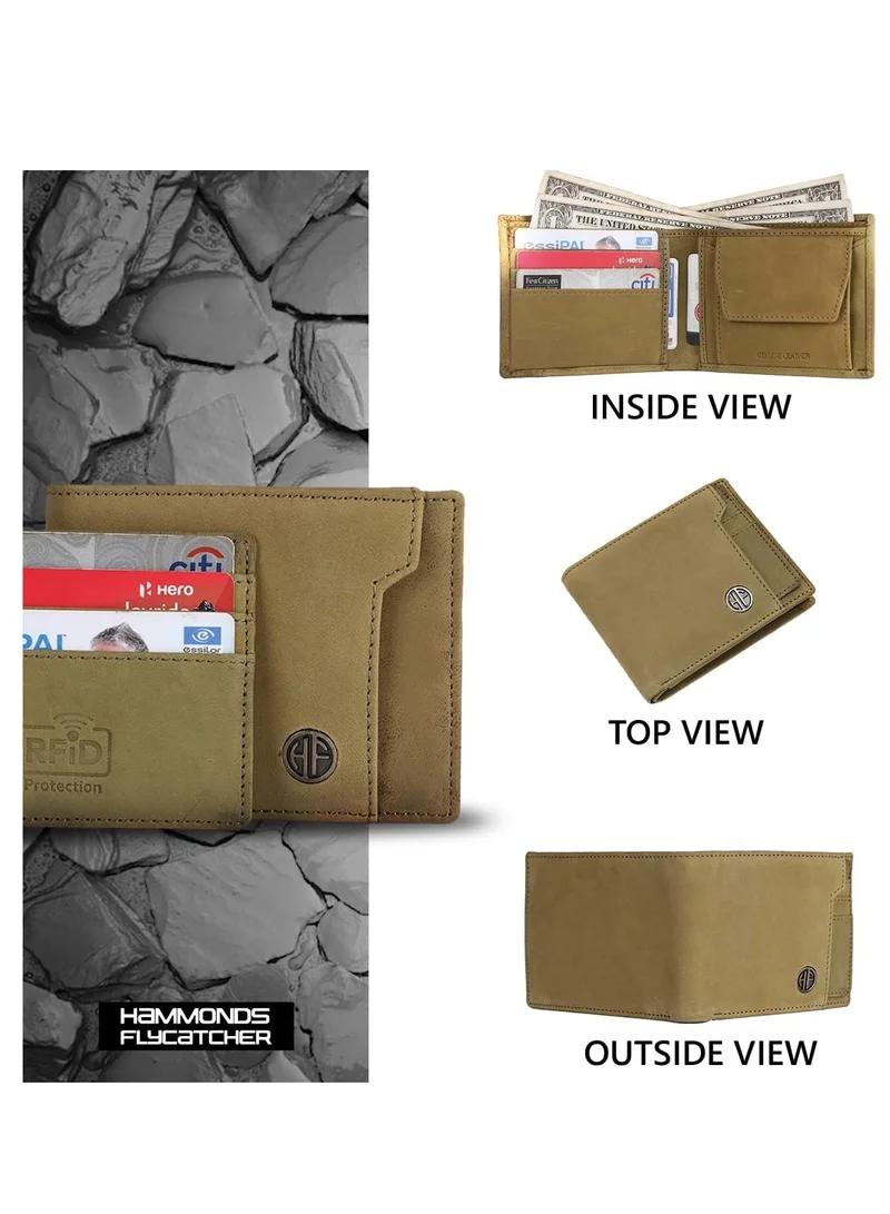 HAMMONDS FLYCATCHER Leather Wallet for Men - RFID Protected Leather Purse for Men, Money Purse for Men, Bi-Fold Wallet - 6 Card Slots, 1 Card Case, Coin Pocket, Hidden Pockets,4FK7