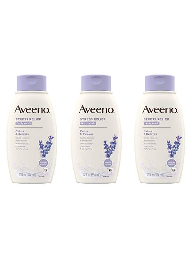 Aveeno Stress Relief Body Wash With Soothing Oat Lavender Chamomile & Ylangylang Essential Oils Hypoallergenic Dyefree & Soapfree Calming Body Wash 12 Fl. Oz (Pack Of 3) - Image 2