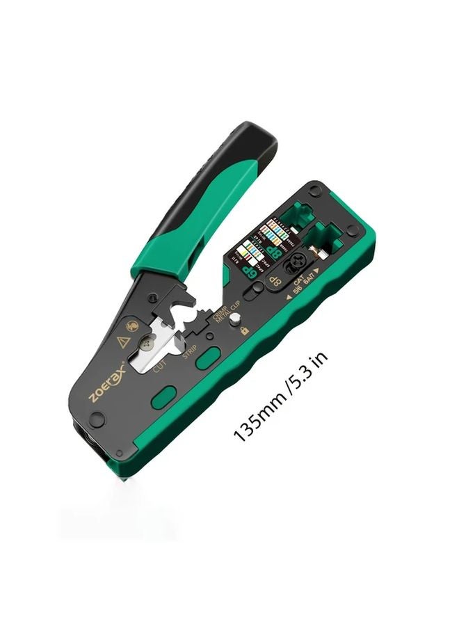 Yellow RJ45 Crimping Tool For Cat7 Cat6a Cat6 Cat5e Ethernet Connectors With Wire Cutter And Replacement Blade - Image 4