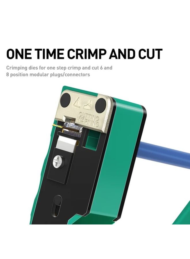Yellow RJ45 Crimping Tool For Cat7 Cat6a Cat6 Cat5e Ethernet Connectors With Wire Cutter And Replacement Blade - Image 5