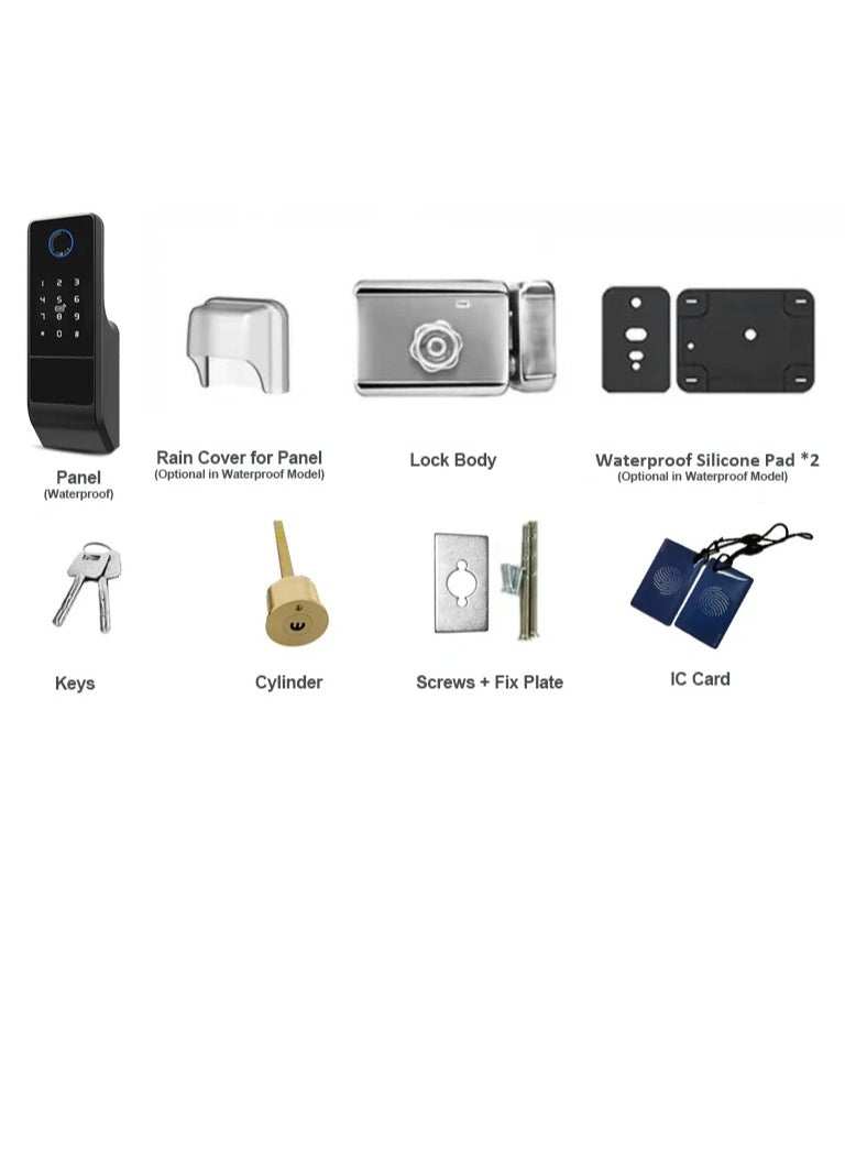 Tatonka - Fingerprint Door Lock Waterproof Outdoor Gate Lock Tuya App Digital Passcode IC Card Keyless Front Door Electronic Lock - Image 1