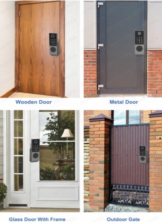 Tatonka - Fingerprint Door Lock Waterproof Outdoor Gate Lock Tuya App Digital Passcode IC Card Keyless Front Door Electronic Lock - Image 1