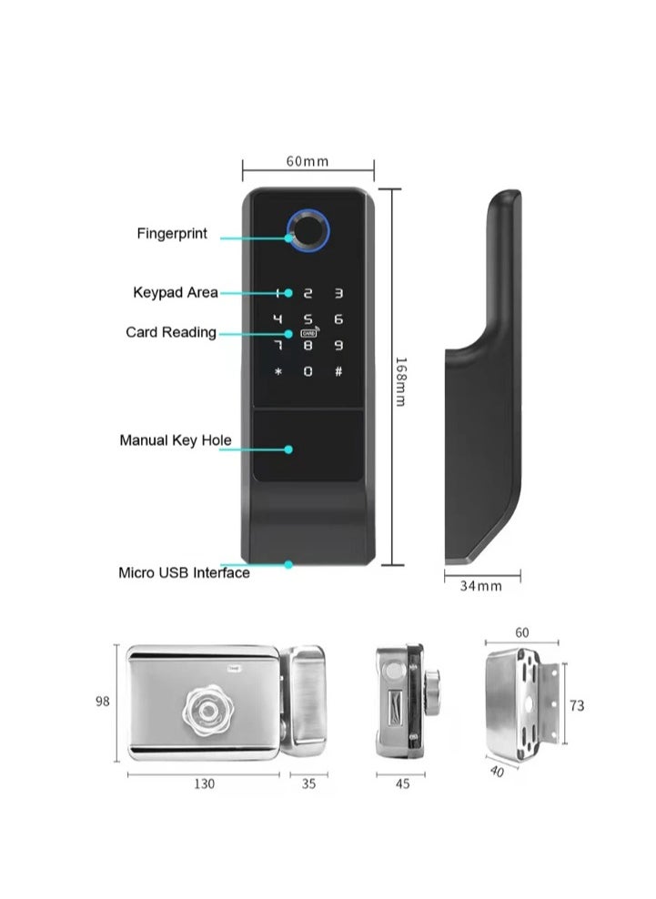 Tatonka - Fingerprint Door Lock Waterproof Outdoor Gate Lock Tuya App Digital Passcode IC Card Keyless Front Door Electronic Lock - Image 1