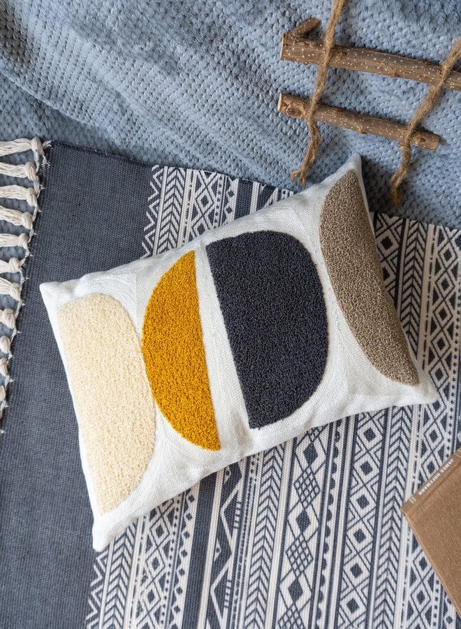 VANNCIO Boho Lumbar Decorative Pillow Cover, Abstract Geo Throw Pillowcase for Retro Mid Century Accent Decor, Modern Rectangle Textured Home Bed Couch Sofa Cushion Sham 12x20, 1PCS(Black Mustard) - Image 2