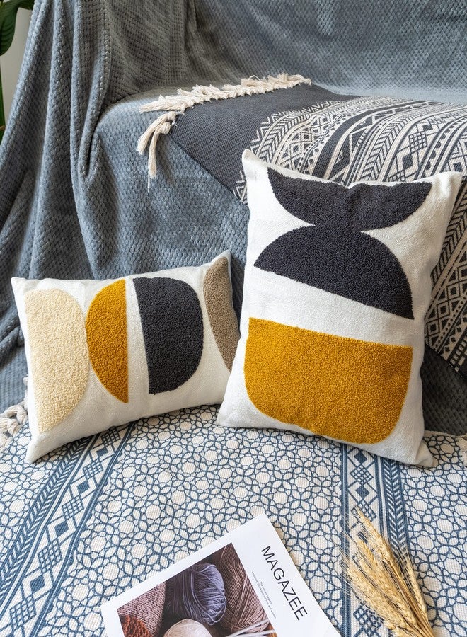 VANNCIO Boho Lumbar Decorative Pillow Cover, Abstract Geo Throw Pillowcase for Retro Mid Century Accent Decor, Modern Rectangle Textured Home Bed Couch Sofa Cushion Sham 12x20, 1PCS(Black Mustard) - Image 4