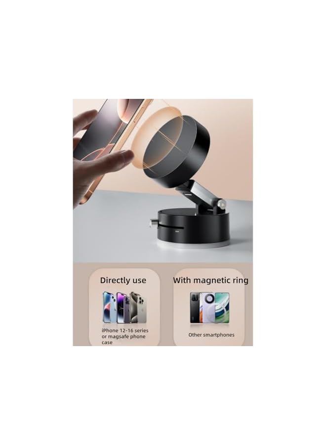 Green Tiger Vacuum Suction Magnetic Phone Holder, Retractable Suction Cup Phone Mount, Foldable Cell Phone Stand for Car/Mirror/Smooth Surface, Compatible with iPhone and other Smartphones(Not Charge Phone) - Image 5