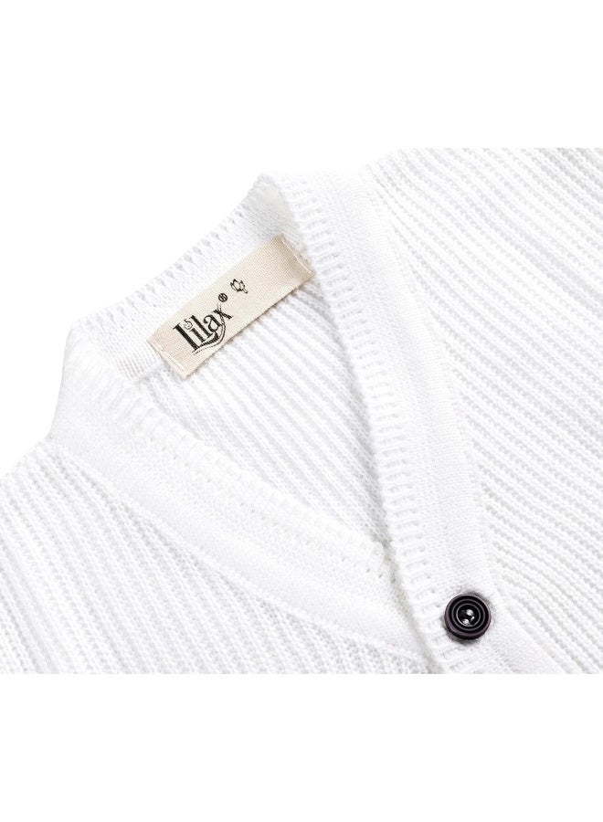 Lilax Lilax Baby Boys Basic Long Sleeve V-Neck Classic Knit Cardigan Sweater  - Image 5