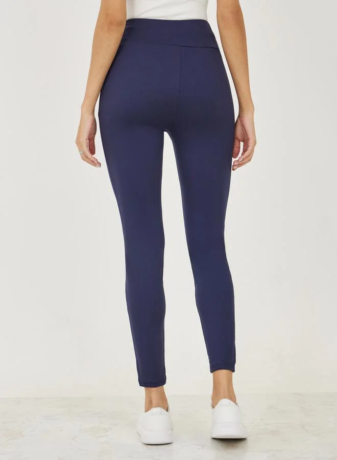Styli Contrast Front Piping Ankle Length Leggings