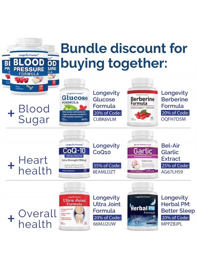 LONGEVITY PREMIER NUTRACEUTICALS INC [3-Bottle X 150 Caps] Longevity Blood Pressure Formula -Scientifically formulated with Hawthorn & 12+ Quality Natural Herbs - Image 5