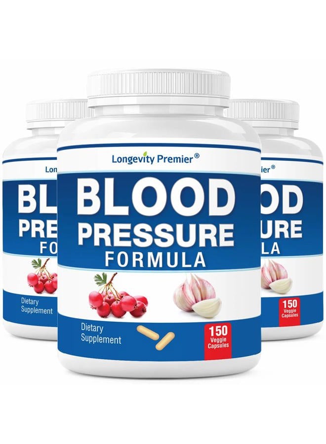 LONGEVITY PREMIER NUTRACEUTICALS INC [3-Bottle X 150 Caps] Longevity Blood Pressure Formula -Scientifically formulated with Hawthorn & 12+ Quality Natural Herbs - Image 1