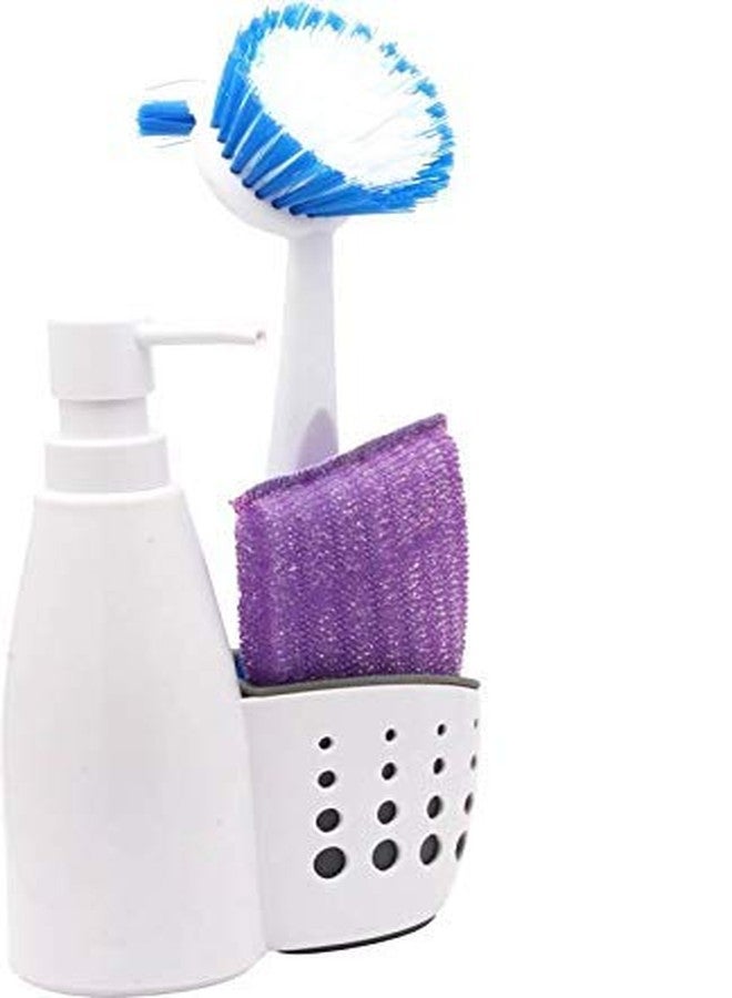 Aatamiy Dish Washing Kitchen Sink Organizer with Built in Bottle for Soap Dispenser Dishwasher Liquid and Brush Sponge Holder Kitchen Sink Base Caddy Sink Organizer Kitchen Rack Sponge Holder - Image 4