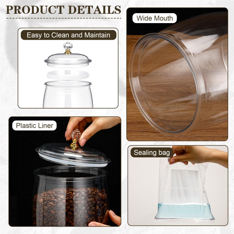 Nuogo 1 Gallon Large Candy & Cookie Jar with Lid and 15 Pcs Food Storage Bags 128 oz Plastic Apothecary Jars Large Food Storage Container Unbreakable Kitchen Jar for Cookie Candy Snack Dried Foods - Image 4