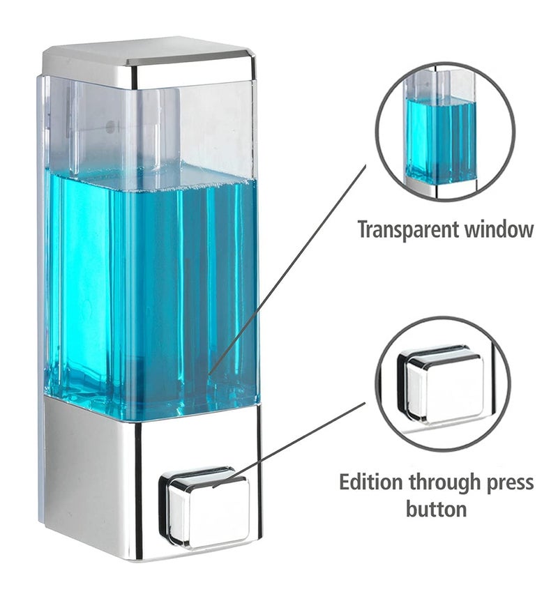 EVGREF 350 Ml Soap Dispenser (Chrome) (Pack of 1) - Plastic - Image 2