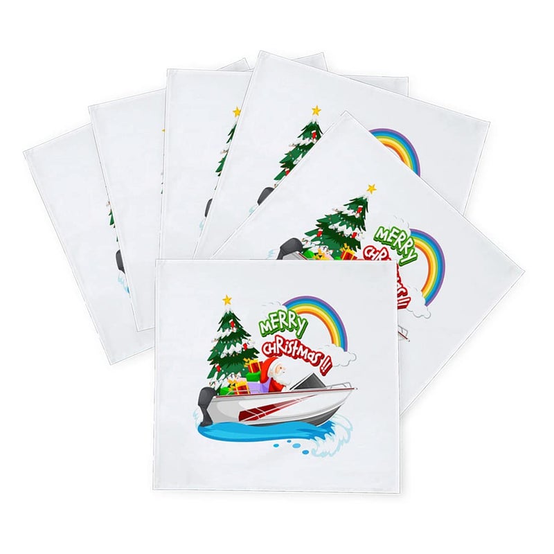 Khakee 6 Pcs Christmas Theme Silk Table Napkins 10x 10 for Xmas Decoration Christmas OrnamentsChristmas Giftxmas21789 - Image 2