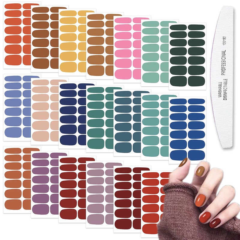 WOKOTO WOKOTO 20 Sheets Solid Color Nail Polish Strips  SelfAdhesive Press On Nail Polish Stickers  Wraps for Women with Nail File Gel Nail Strips Full Wraps for Women Nails Art