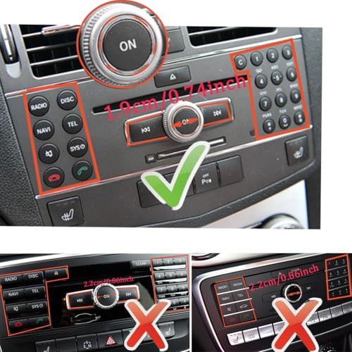 CYCDIY Car Radio ON Volume Button Cover Trim Decal Compatible with Mercedes Benz C-Class W204 2008-2011/E -Class W112 2009-2011/GLK X204 2010-2012(Black Model B) - Image 2