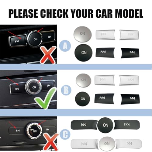 CYCDIY Car Radio ON Volume Button Cover Trim Decal Compatible with Mercedes Benz C-Class W204 2008-2011/E -Class W112 2009-2011/GLK X204 2010-2012(Black Model B) - Image 3