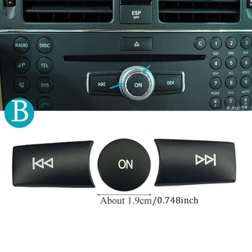 CYCDIY Car Radio ON Volume Button Cover Trim Decal Compatible with Mercedes Benz C-Class W204 2008-2011/E -Class W112 2009-2011/GLK X204 2010-2012(Black Model B) - Image 4
